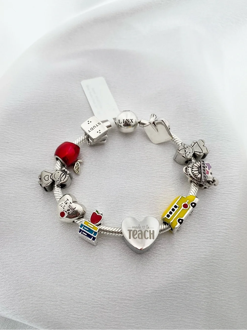 Linx Snake Chain Bracelet with Personalized Teacher Themed Charms